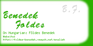 benedek foldes business card